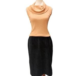 Joseph A Vintage Rose gold cowl neck silk and metallic sweater top sz Small